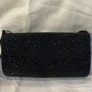 Elegant Black Beaded Clutch